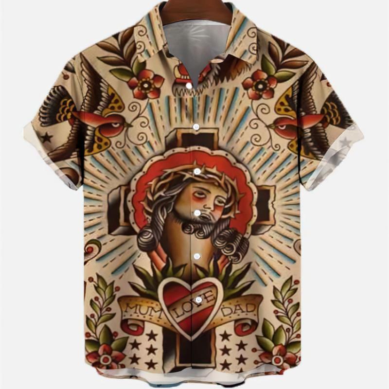 Vintage Hawaiian Floral Shirt - メンズ半袖シャツ,夏のファッション,カジュアルなマーメイドブラウス,ソーシャルアンドフローラル,ヴィンテージバケーション