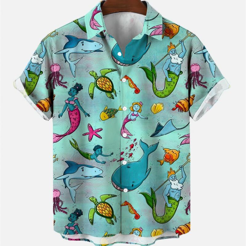 メンズ半袖シャツ,夏のファッション,カジュアルなマーメイドブ - Vintage Hawaiian Floral Shirt のレビューと価格