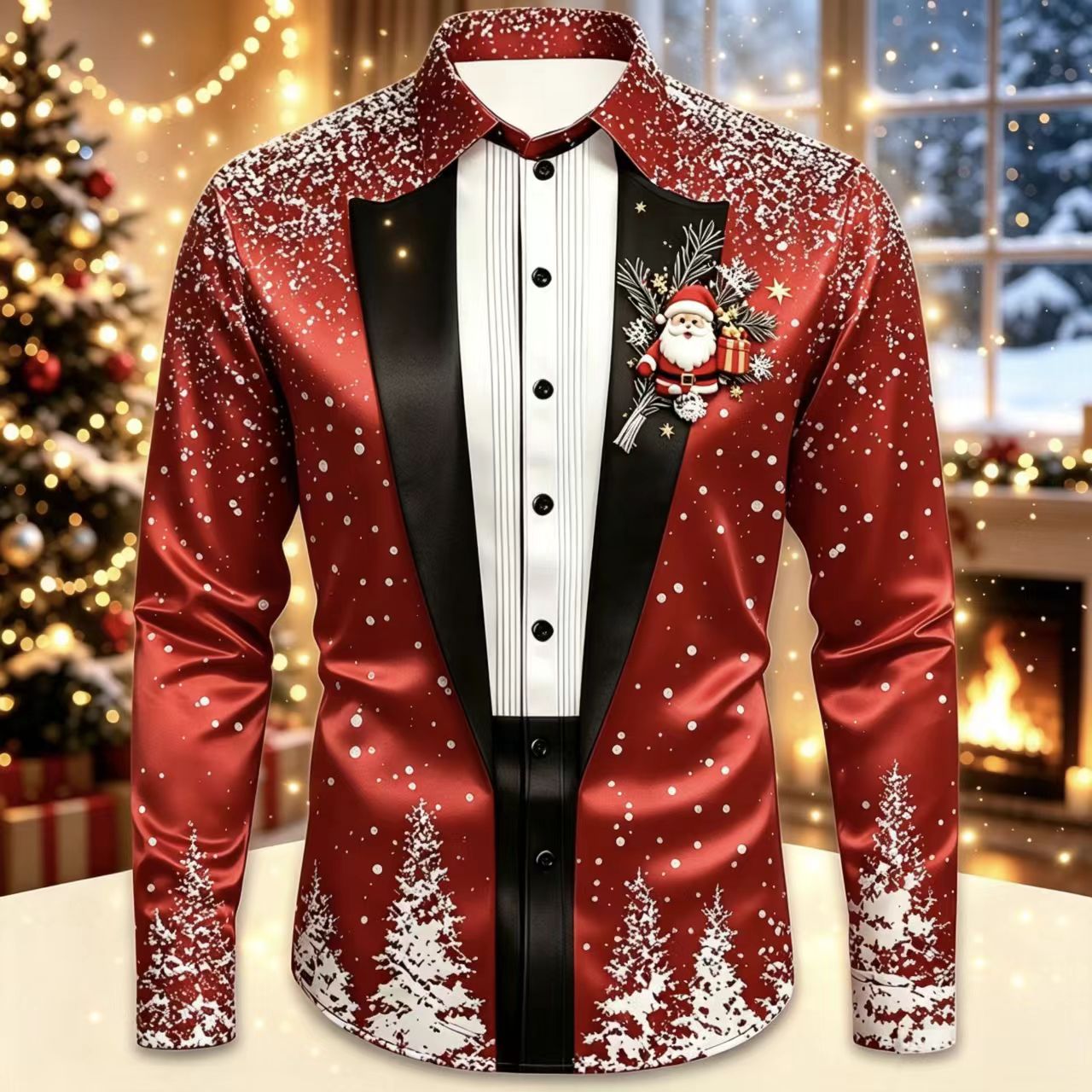 Men Christmas Satin Long Sleev - Mens Satin Silk Dress Shirt のレビューと価格