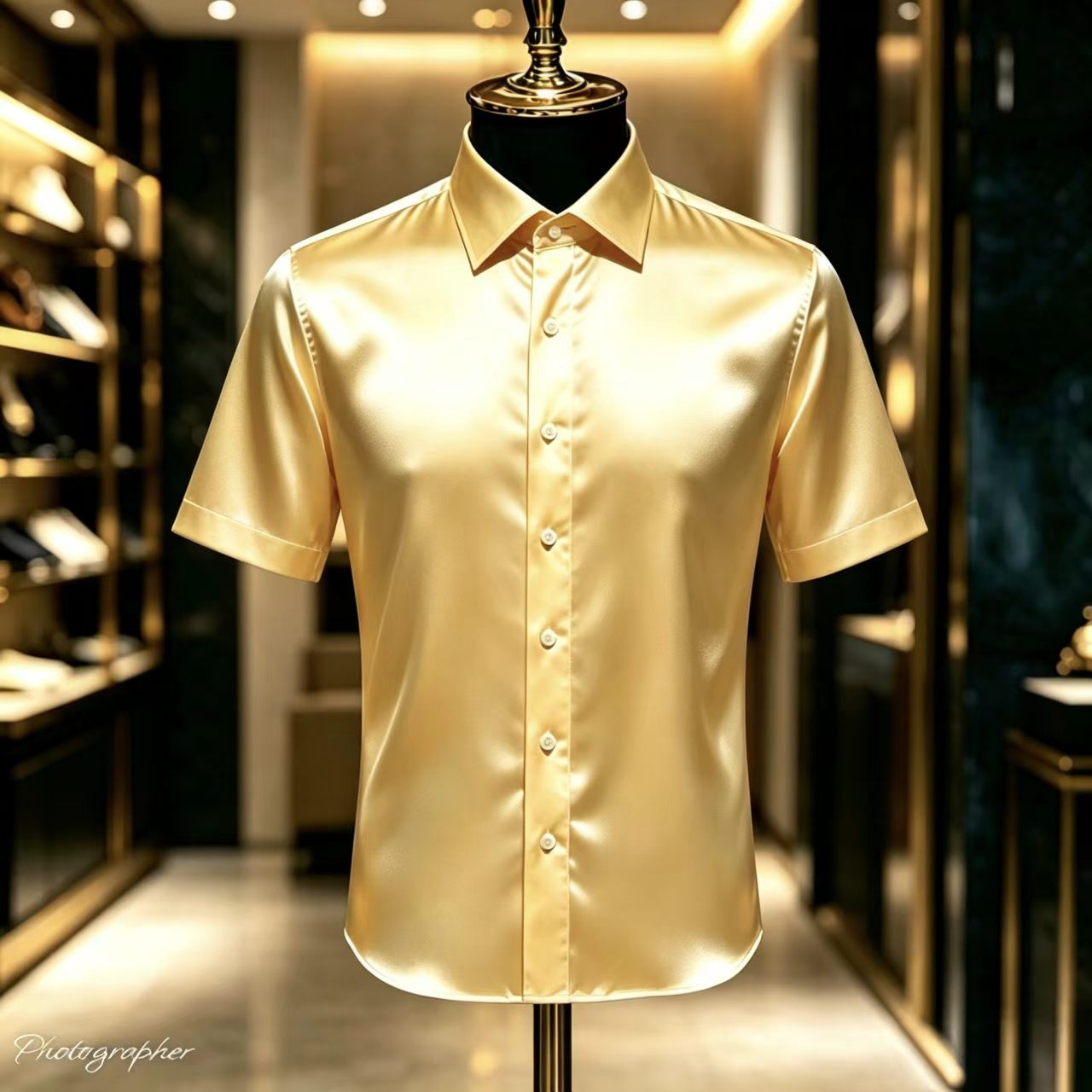 Men's Solid Color Satin Short- - Mens Satin Silk Dress Shirt のレビューと価格