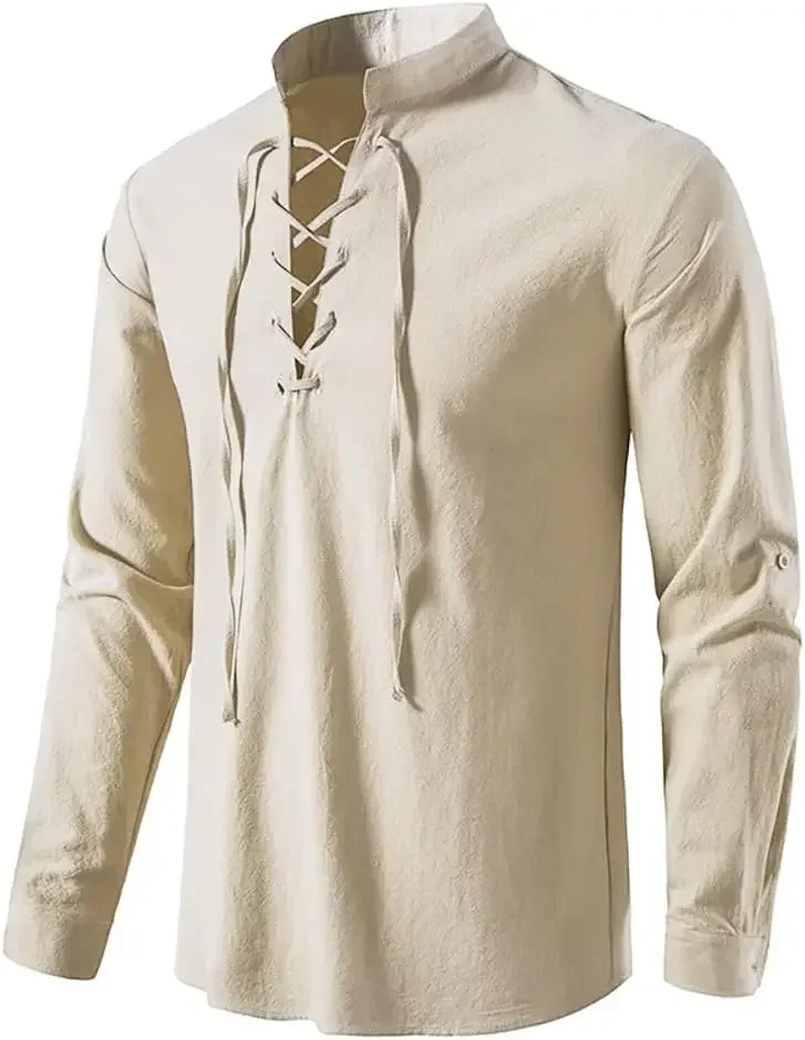 2ピースセット メンズ中世海賊ベスト 長袖シャツ 中世ルネサ - Medieval Gothic Lace Up Pirate Shirt のレビューと価格