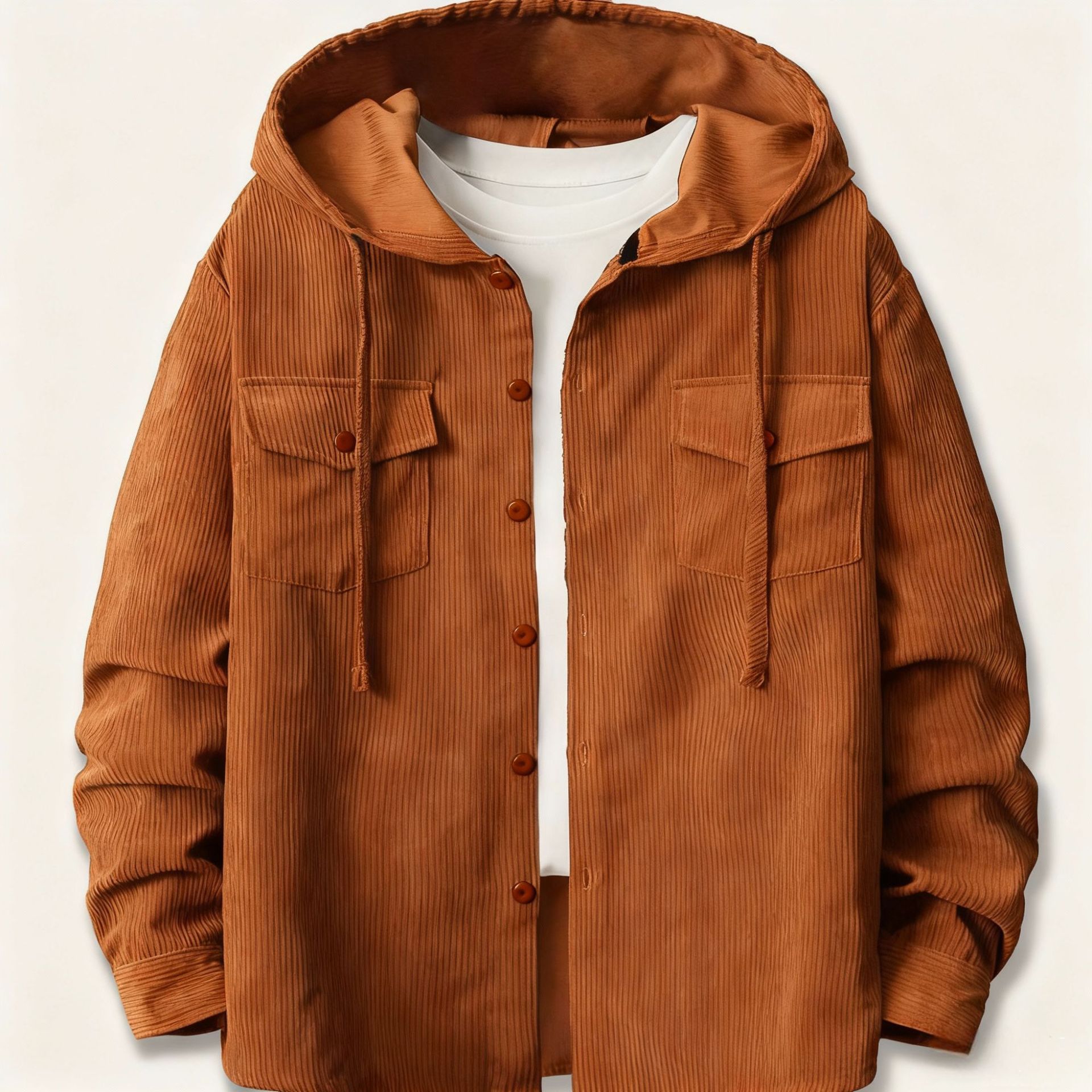 メンズルーズコーデュロイフード付きボタンアップシャツヴィンテ - Corduroy Button Up Shirt Men のレビューと価格